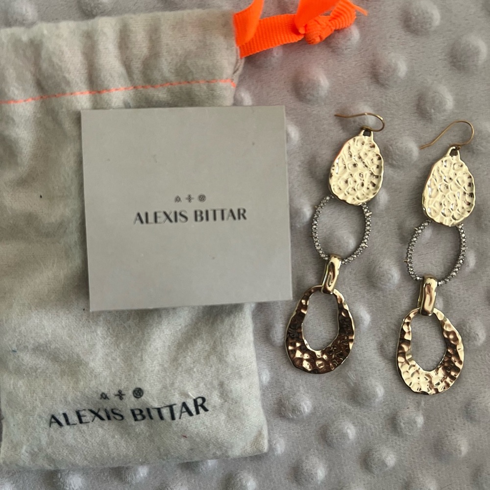 Alexis Bittar Gold and Silver Statement Earrings